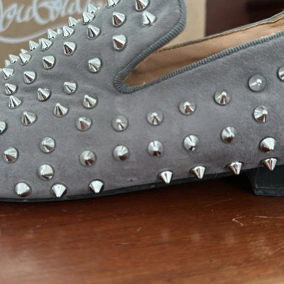 Christian Louboutin Gray Studded Men's Shoes - Picture 7 of 11